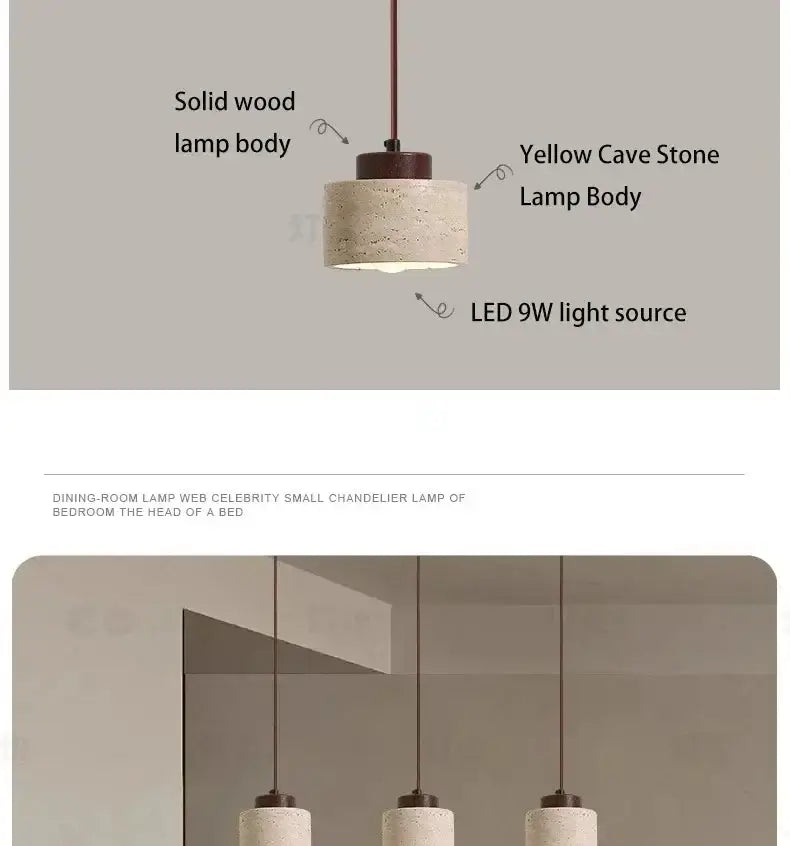 Retro off white stone led pendant – dining room chandelier