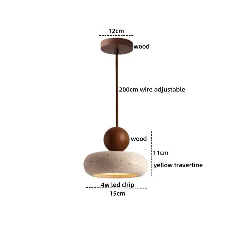Minimalist yellow travertine stone pendant light for kitchen island
