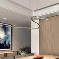 Modern minimalist black & white linear island light for dining room