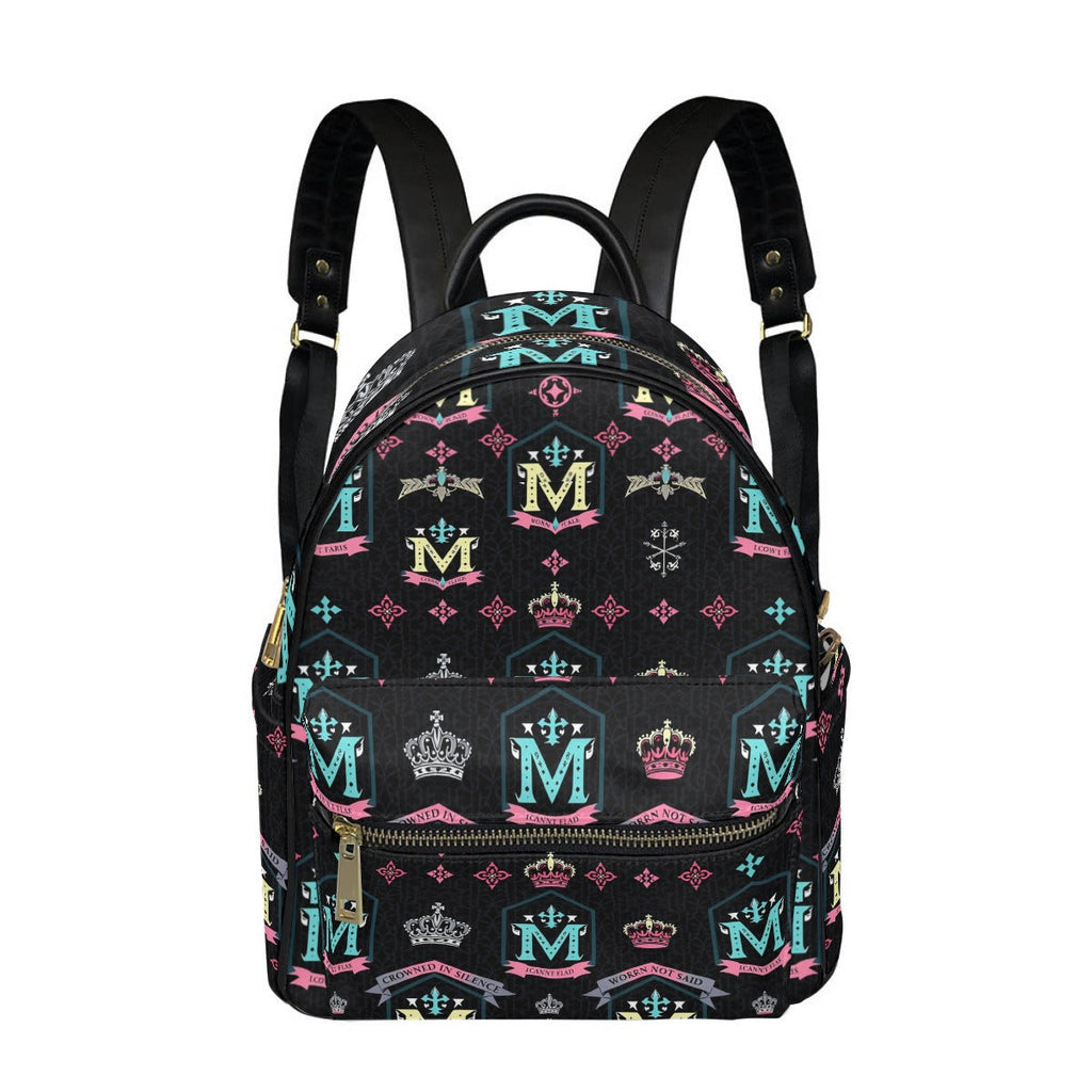 Munsieur Designer Mini Backpack with Crowns Pattern