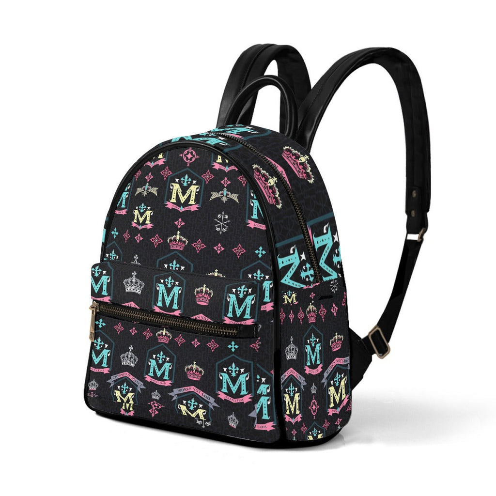 Munsieur Designer Mini Backpack with Crowns Pattern