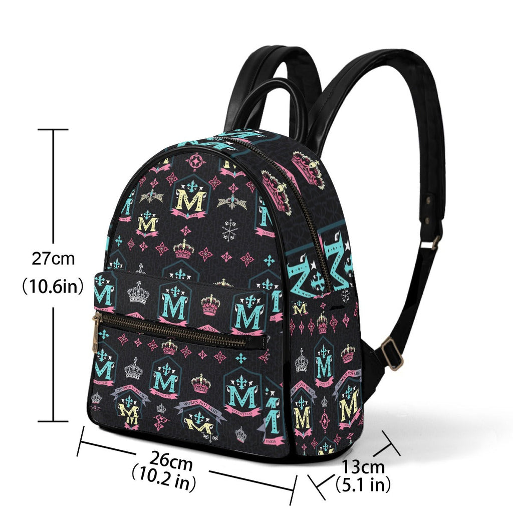Munsieur Designer Mini Backpack with Crowns Pattern