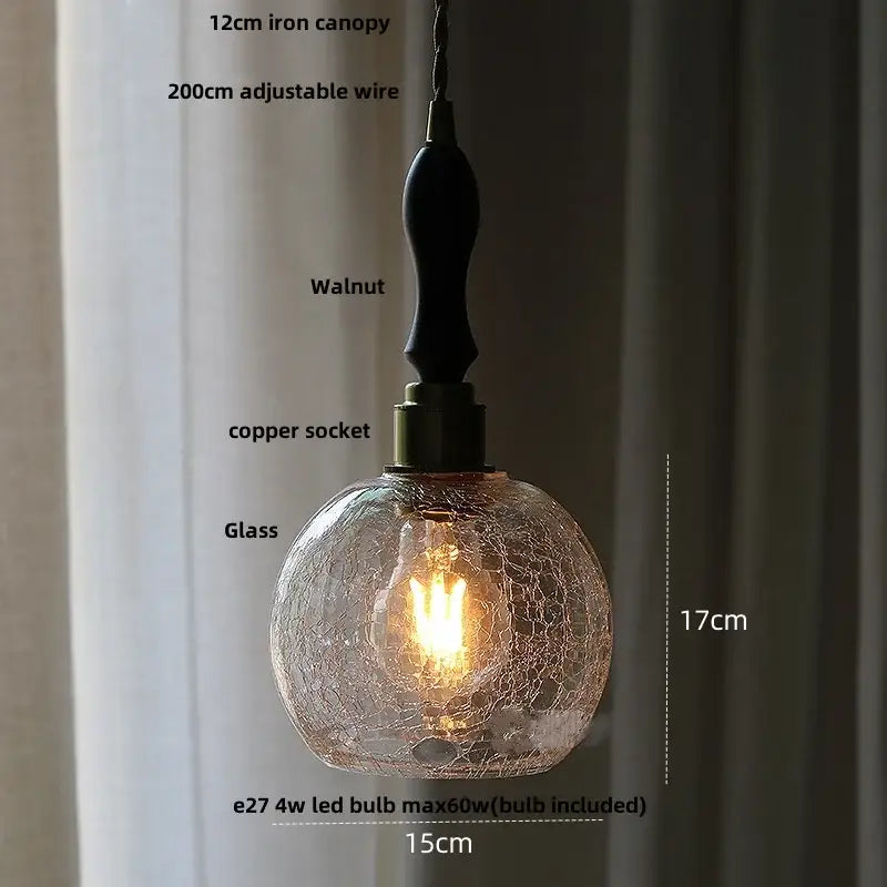 Diamond cut glass globe led pendant light kitchen hanging lamp