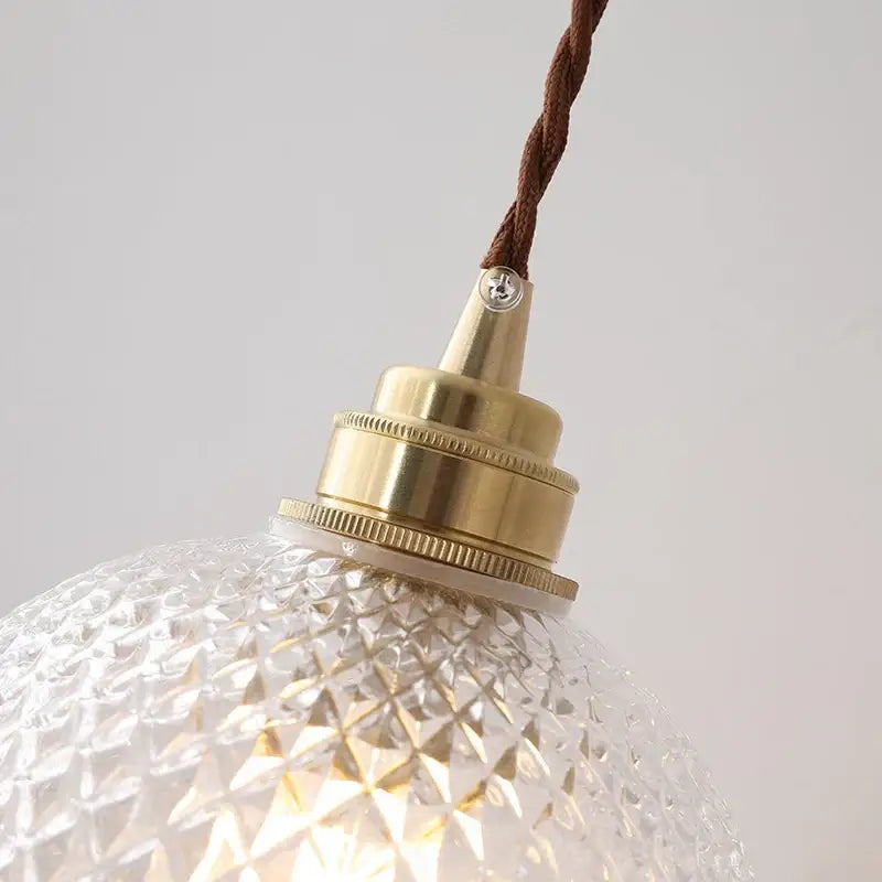 Diamond pattern glass ball led pendant light for dining room