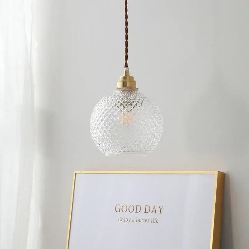 Diamond pattern glass ball led pendant light for dining room