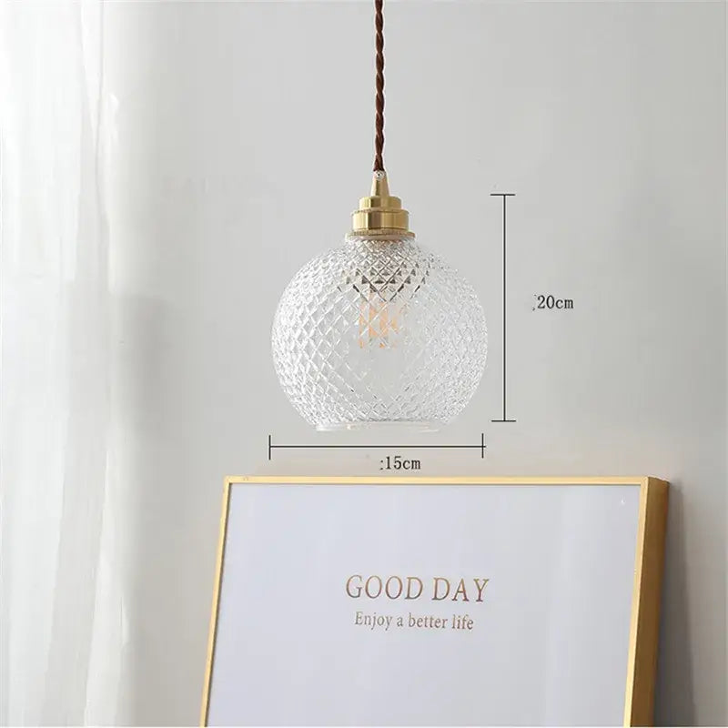 Diamond pattern glass ball led pendant light for dining room