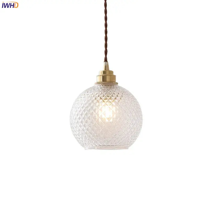 Diamond pattern glass ball led pendant light for dining room