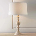 Distressed cream wood baluster base table lamp for bedroom