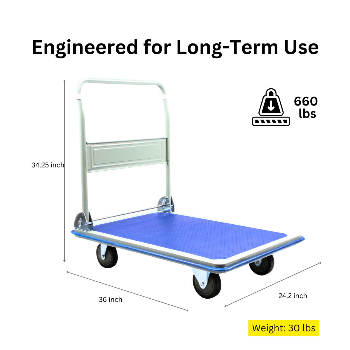 Platform Hand Truck, Compact & Foldable, 330-660 lb Capacity, Blue