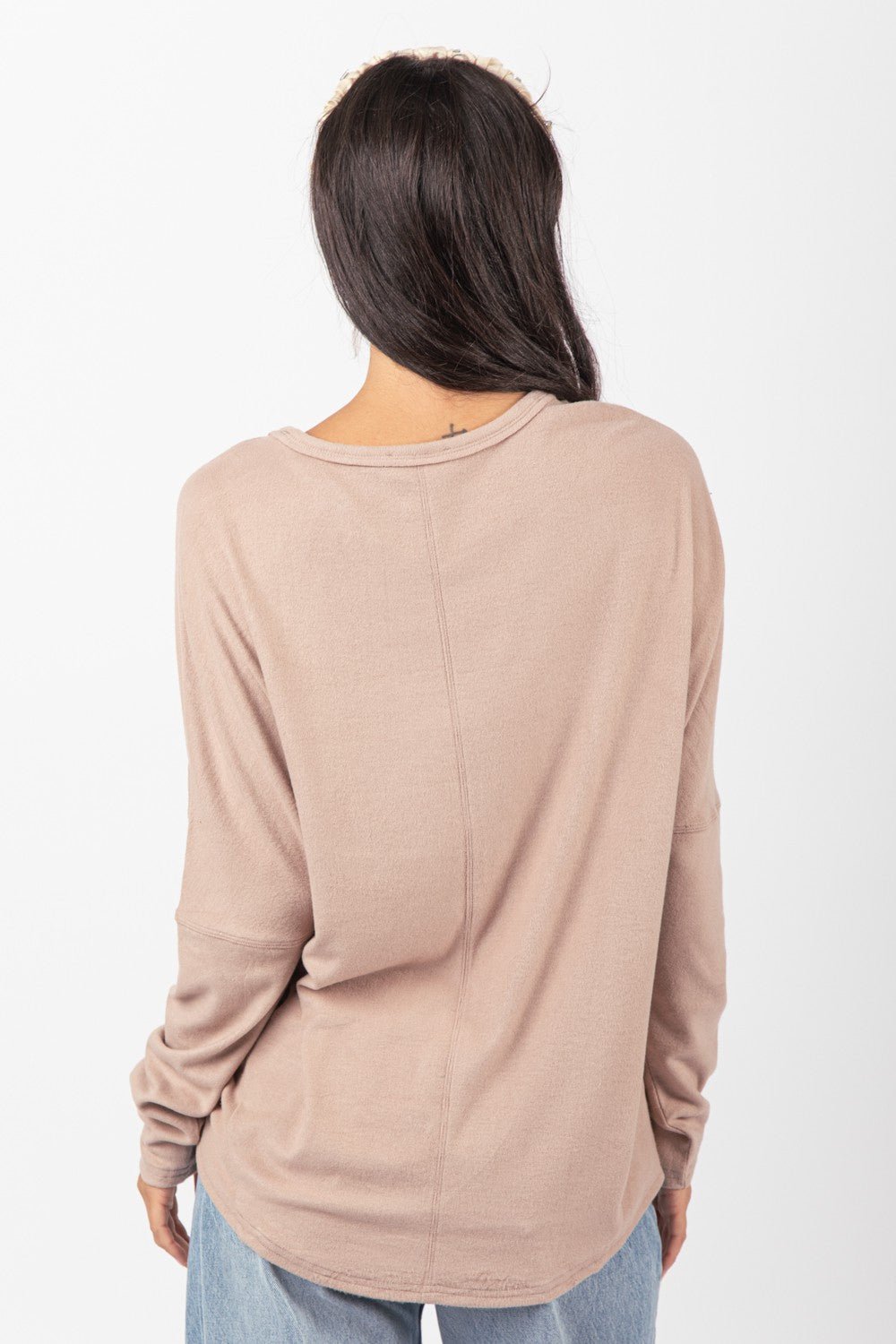 VERY J Dolman Sleeve Oversized Comfy Knit Western Top — Wine Color with Drop Shoulder (Small and Medium available)