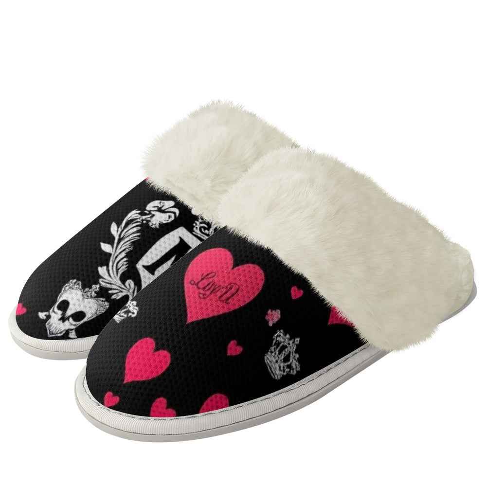 MUNSIEUR Cotton Slippers with fur edges Valentine's Day Collection New Arrivals