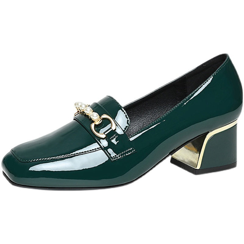 Women's Chunky Heels Plus Size Soft Leather Heels
