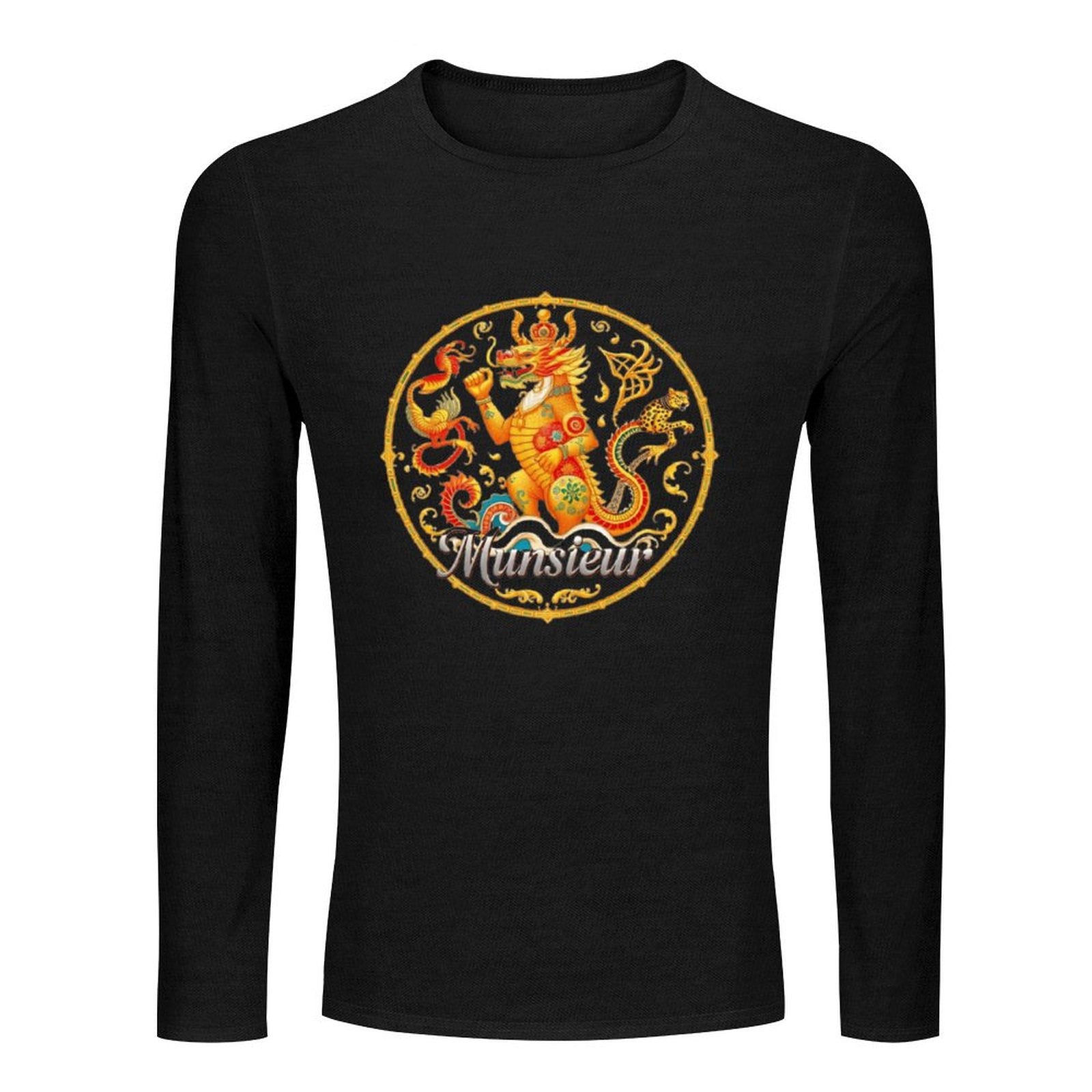 Munsieur Long Sleeve Tee for Men: Luxe Fabric, Tailored Fit