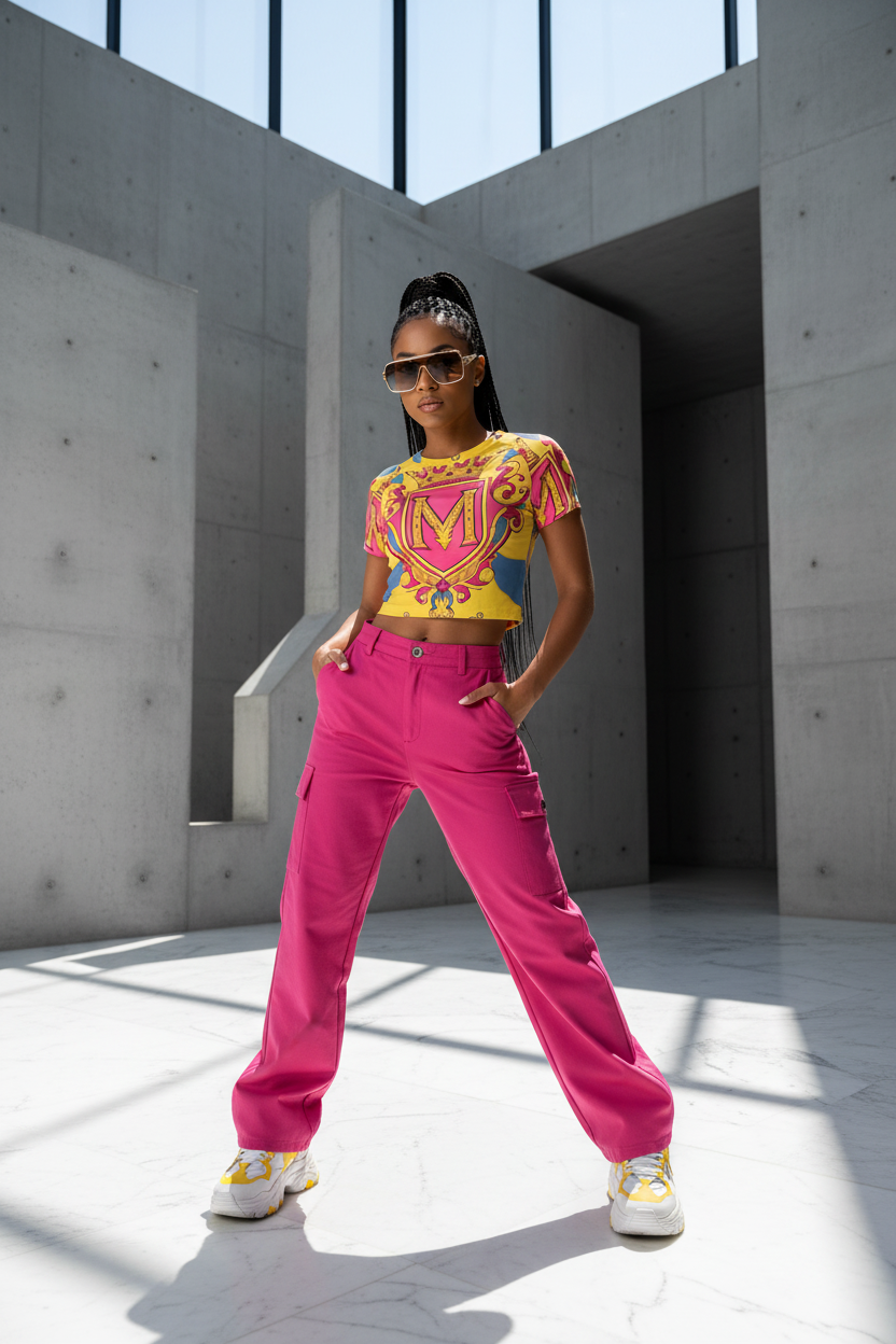 MUNSIEUR Tight cropped navel-baring T-shirt