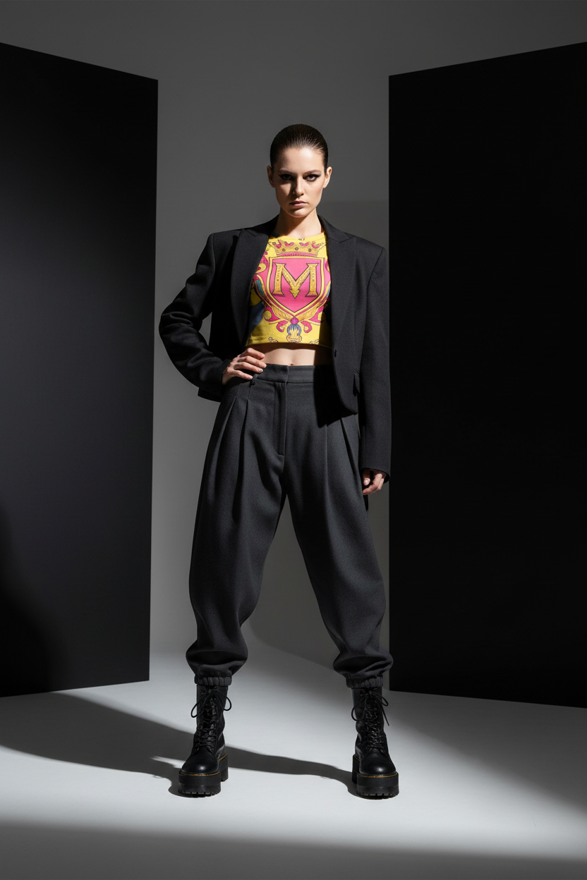 MUNSIEUR Tight cropped navel-baring T-shirt