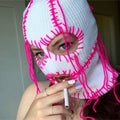 Handmade Knitted Colorful Line Hat Mask