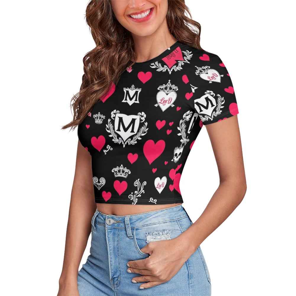 MUNSIEUR Tight cropped navel-baring T-shirt Valentine's Day Collection