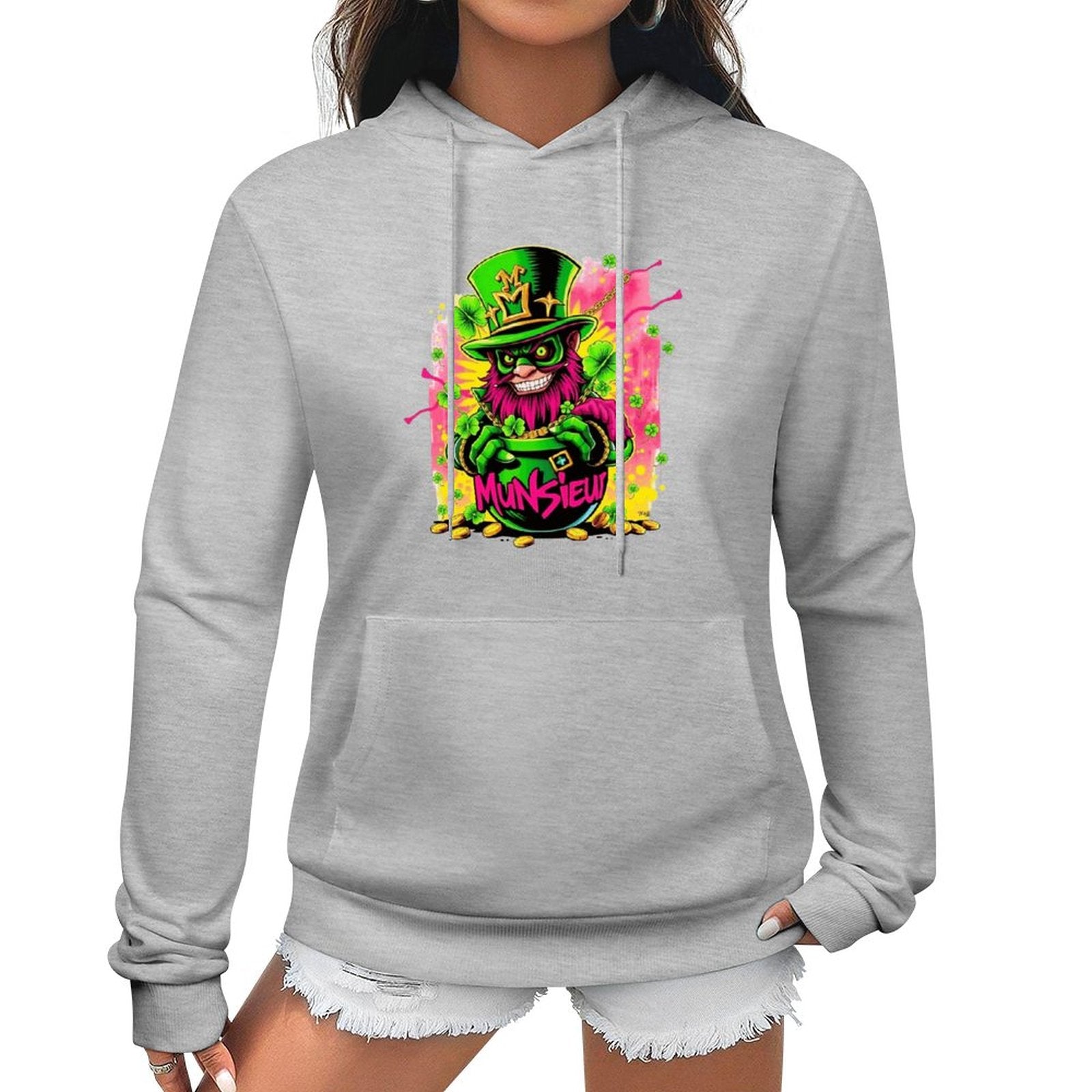 St. Patrick's Day Collection Cotton Munsieur Women's Irish Luck Sweater with Pocket