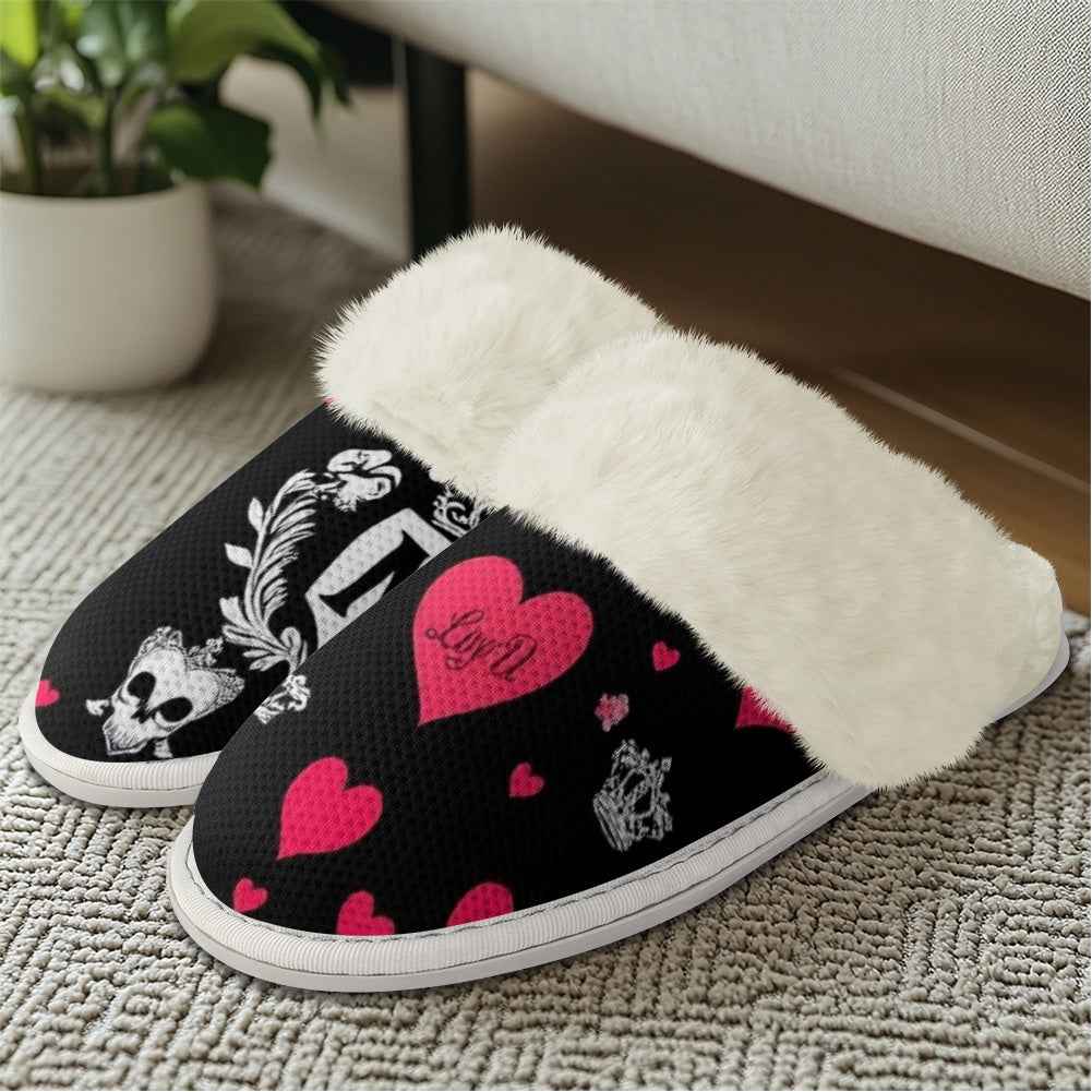 MUNSIEUR Cotton Slippers with fur edges Valentine's Day Collection New Arrivals