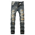 Men's Ripped Pants Fashion Slim-fit Trendy Straight-Leg Men's Pants