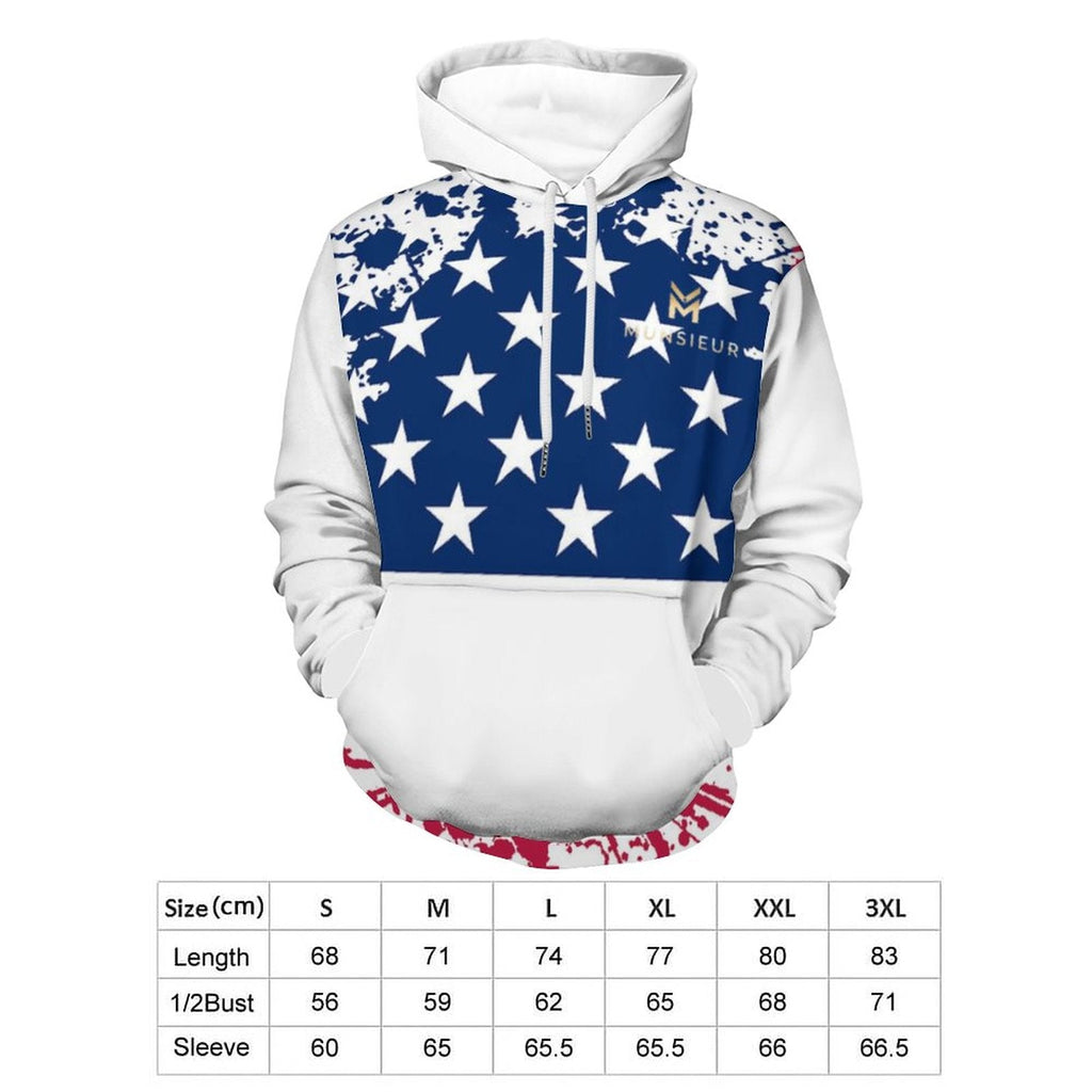 Munsieur Men's Graphic Hoodie America's Pride Hoodie 4th of July Independence Day Collection