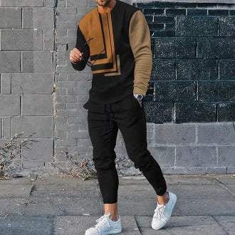 Men's Ethnic Style Printed Long Sleeve Jogger Set