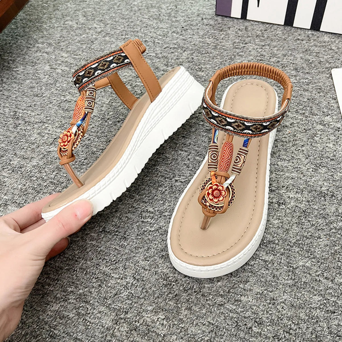 Toe Post Platform Wedge Sandals