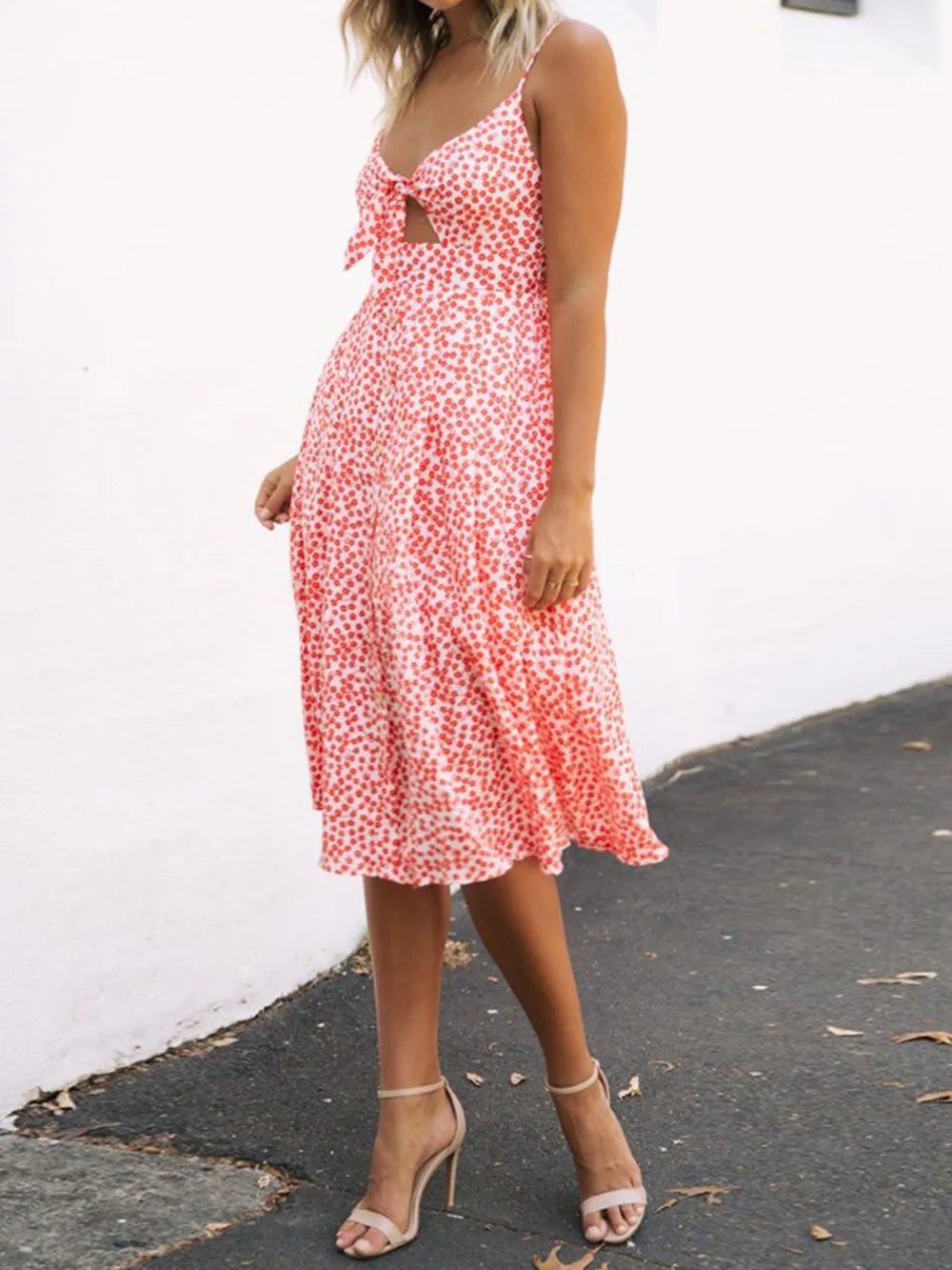 Cutout Smocked Neck Cami Dress