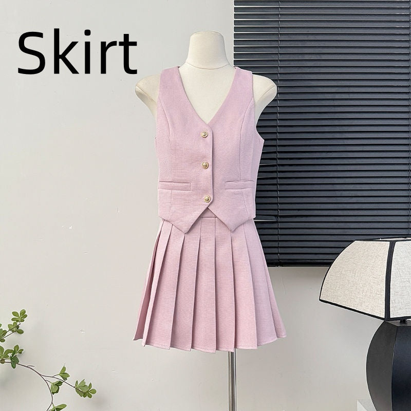 Women's Tennis Skirt Set + Blouse High Waist Pleated Two-piece
