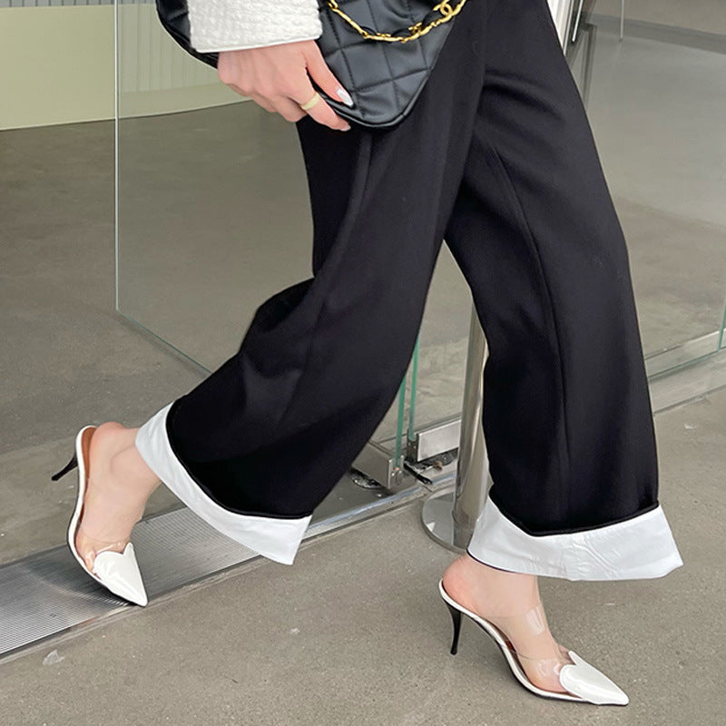Women's Transparent Love Face Color-blocking Stiletto Heel High Heels