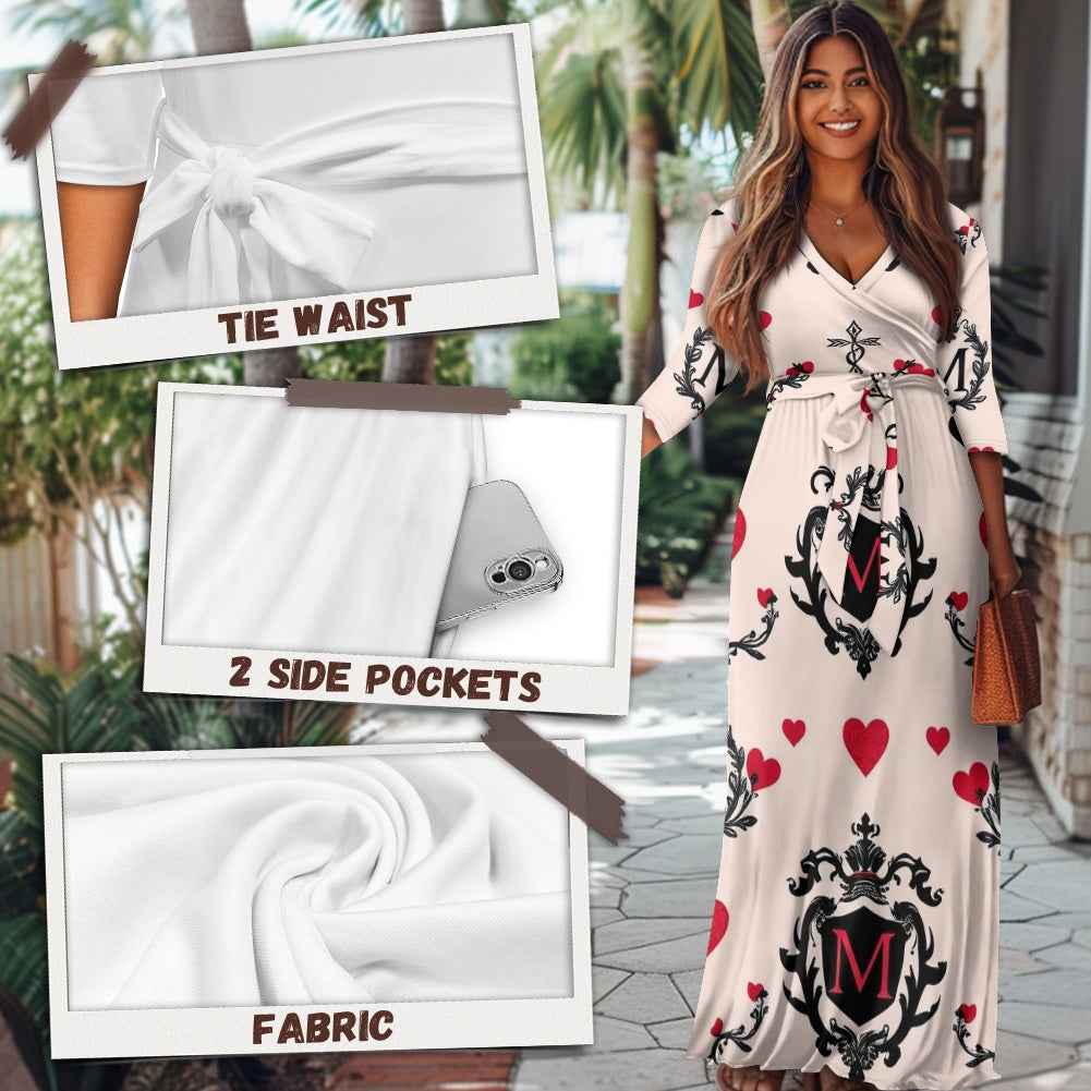 MUNSIEUR V-neck Maxi Dress Valentine's Day Collection New Arrivals