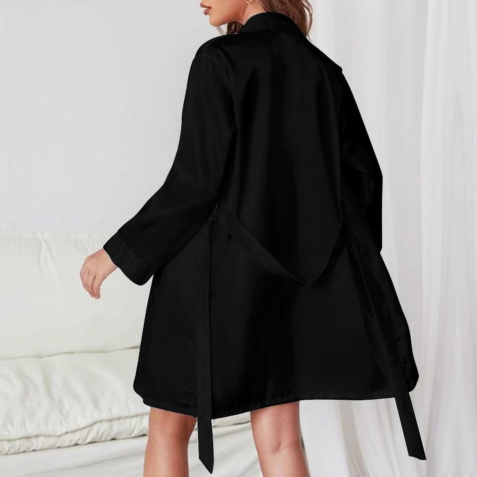 MUNSIEUR Satin Robe - Elegant Long Sleeve Loungewear for Women