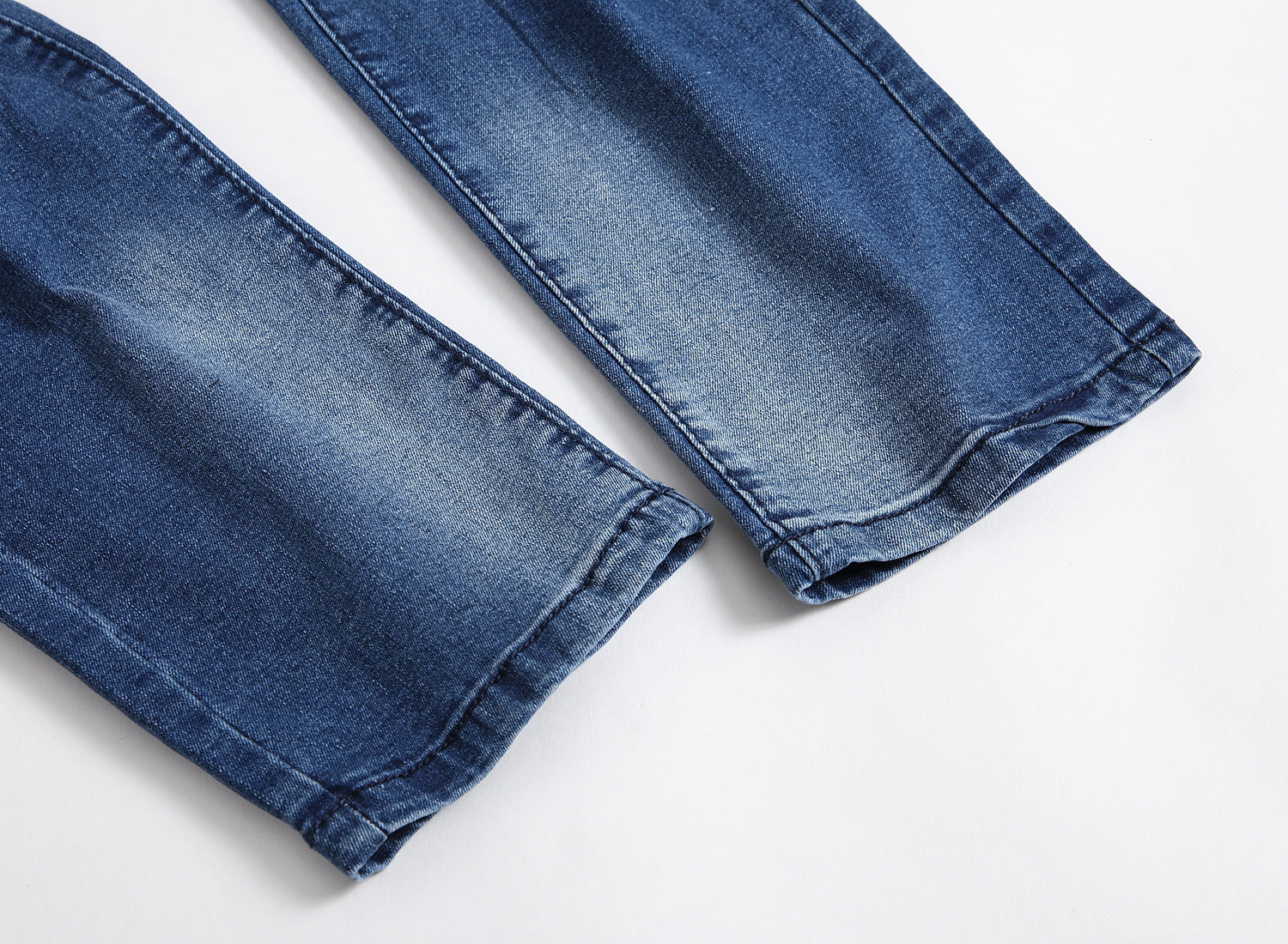 Multi-holes, Blue Elastic Men's Pants Slim-fitting Small Straight