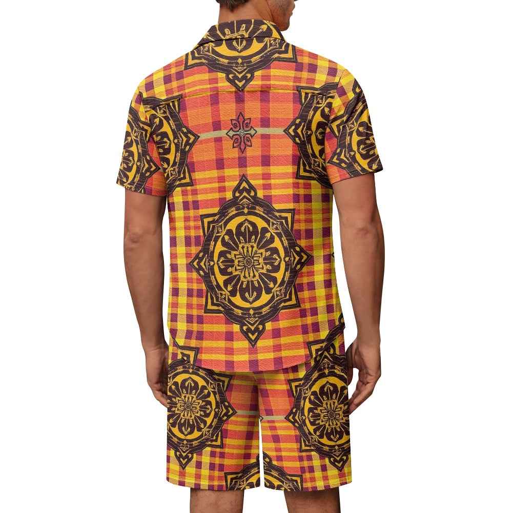 Men's Gothic Embroidered Shorts Set - Luxury Streetwear Two Piece Outfit