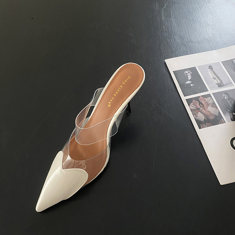 Women's Transparent Love Face Color-blocking Stiletto Heel High Heels