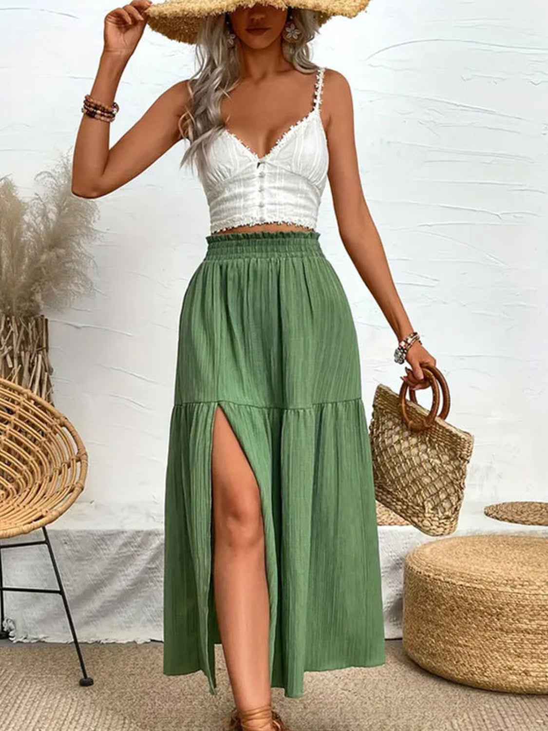 Women's Stylish Frill Slit Skirt