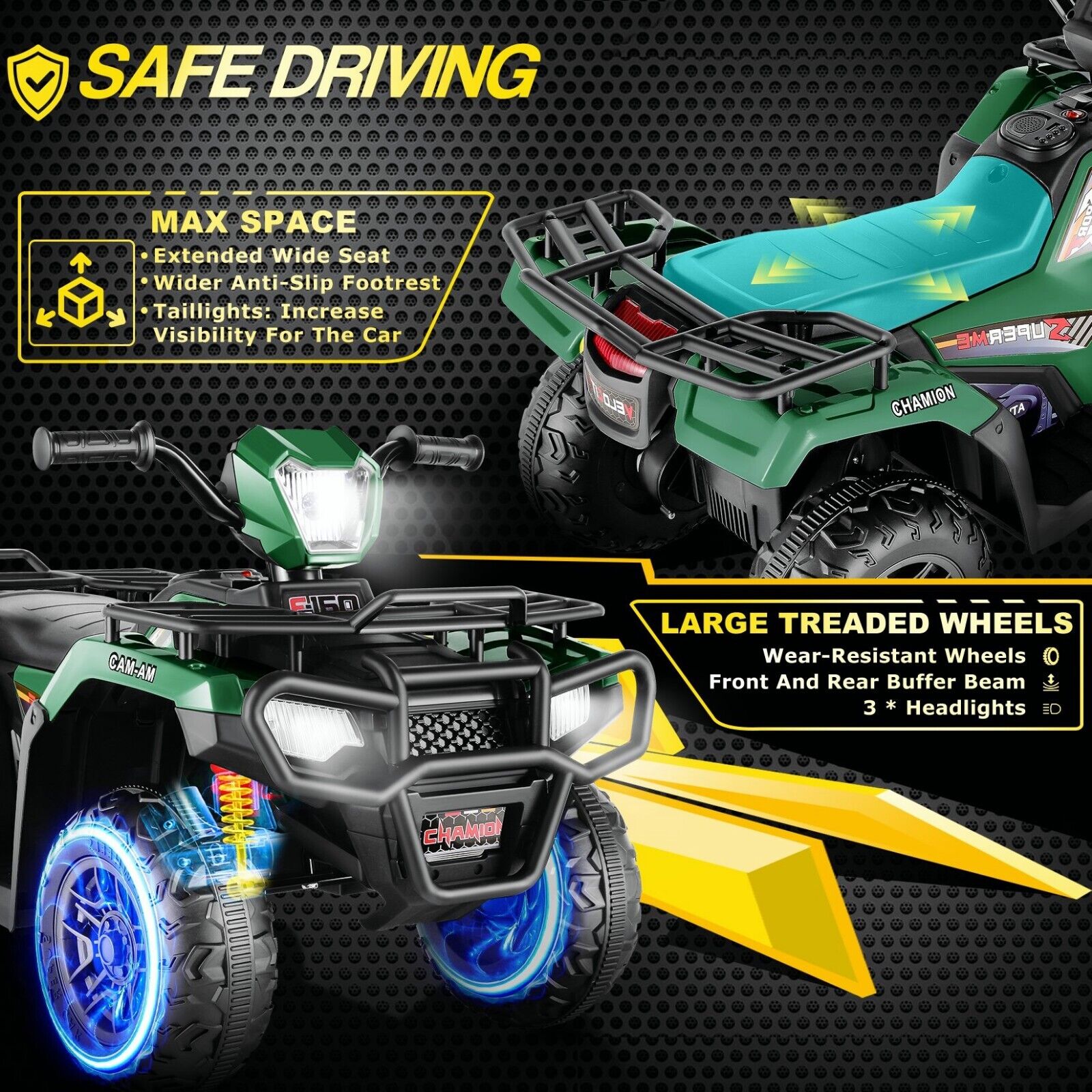 Electric 4-Wheeler Quad for Kids - 12V Battery Powered Ride-On with Dual Speeds