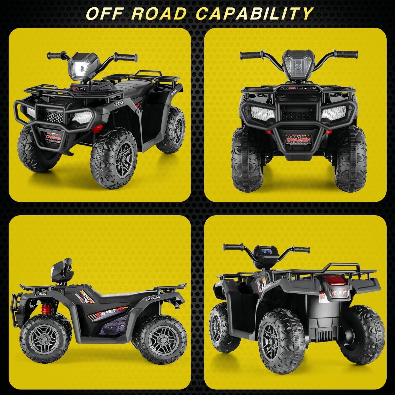 Electric 4-Wheeler Quad for Kids - 12V Battery Powered Ride-On with Dual Speeds