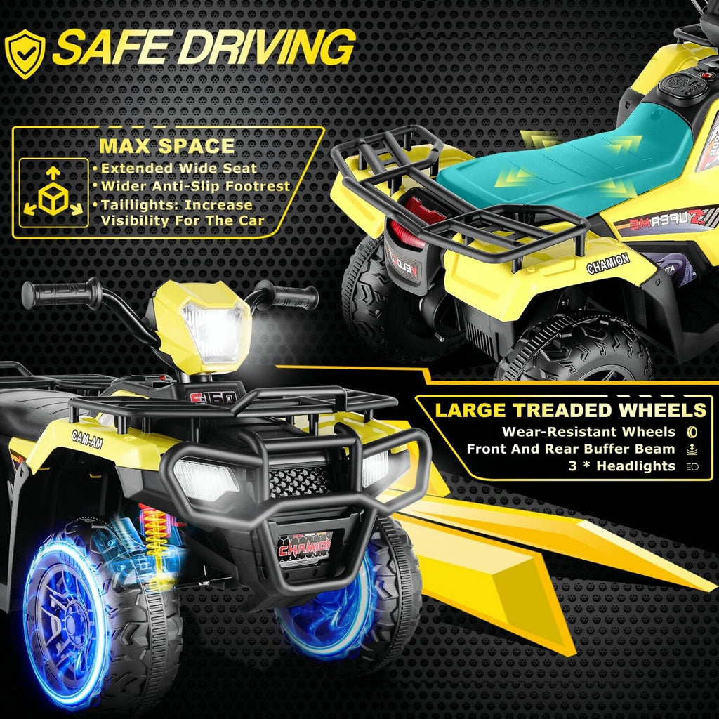 Electric 4-Wheeler Quad Car for Kids with MP3 & Light - 12V Battery Powered