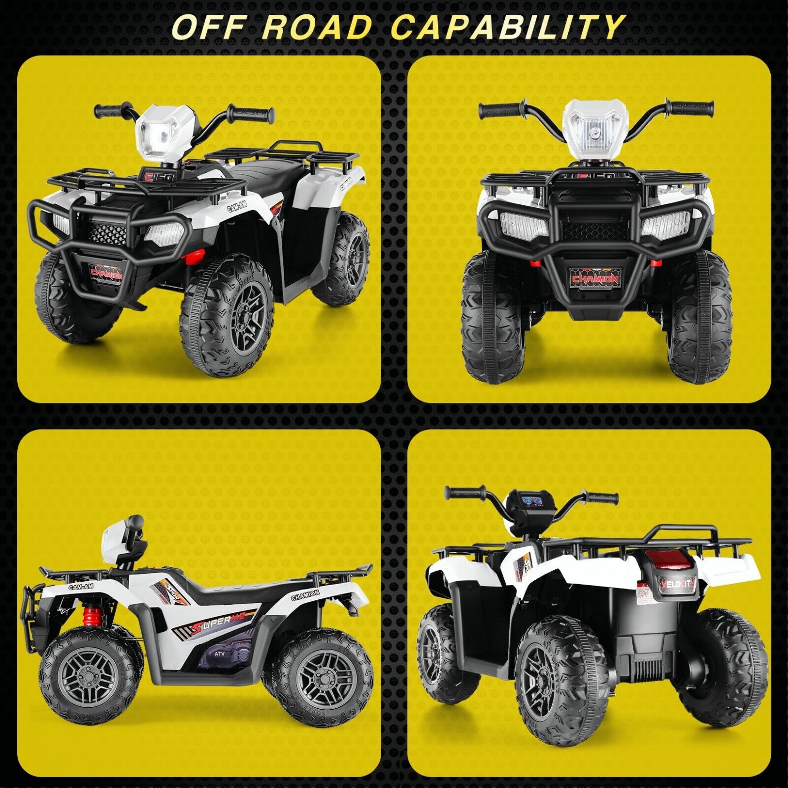 Electric 4-Wheeler Quad Car for Kids with MP3 & Light - 12V Battery Powered