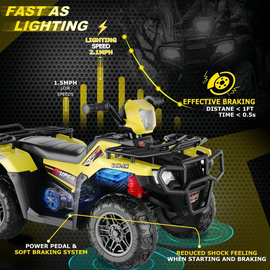 Electric 4-Wheeler Quad for Kids - 12V Battery Powered Ride-On Car in 6 Color Options