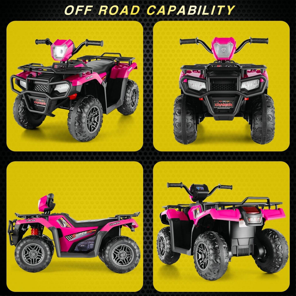 Electric 4-Wheeler Quad for Kids - 12V Battery Powered Ride-On Car in 6 Color Options