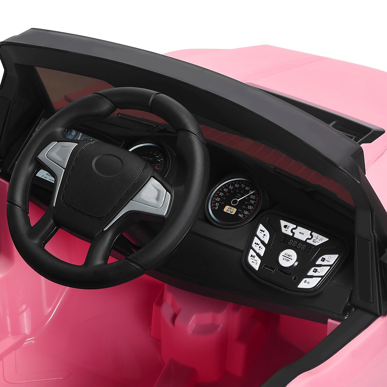 Electric 12V Kids Ride On Pickup Truck with MP3, LED Lights, and 6 Wheels in White and Pink