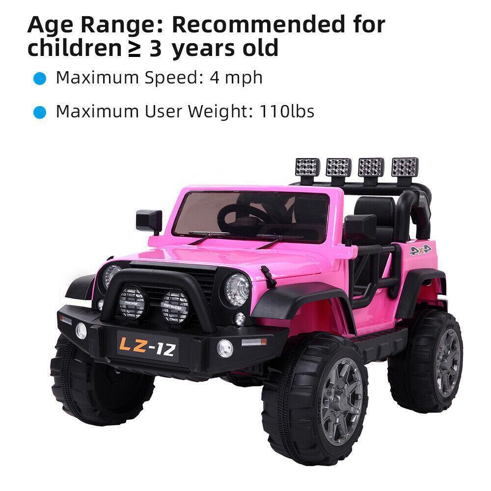 Electric 12V Ride-On Toy Car for Kids with Remote Control - 3 Speeds, Pink
