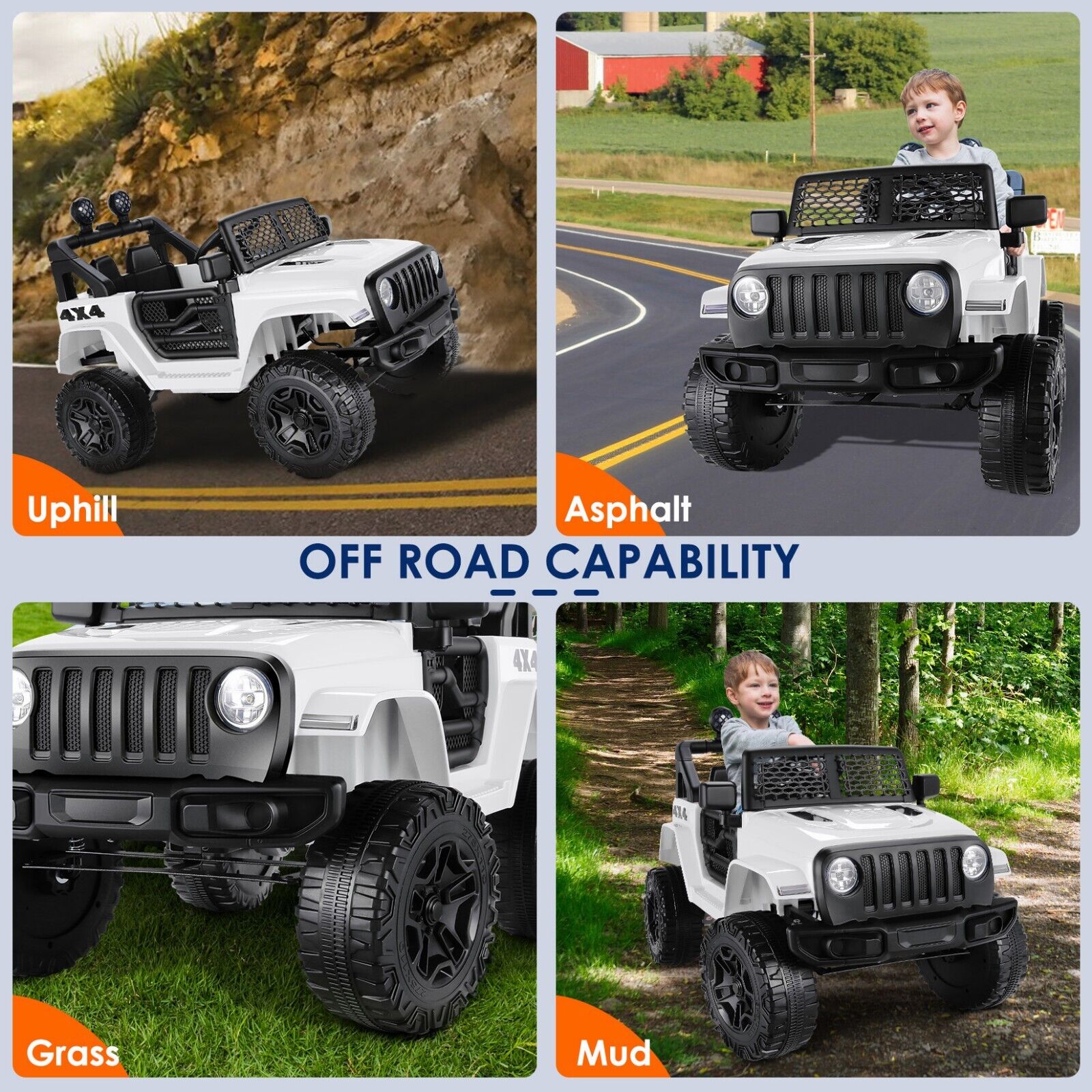 Electric 12V Kids Ride-On Truck with MP3, LED Lights, and Remote Control - 2 Seater Jeep Car