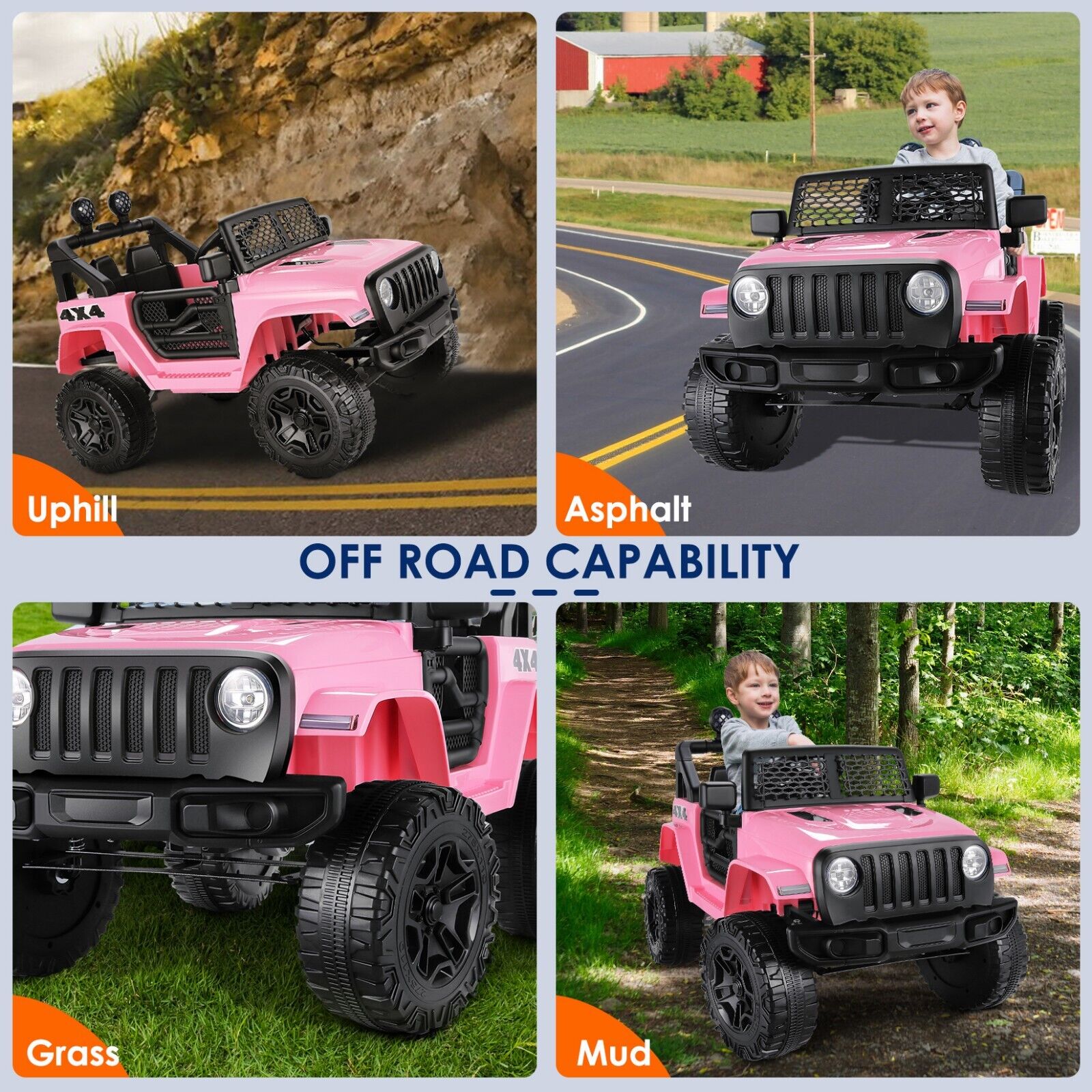 2-Seater Electric Ride-On Jeep for Kids with MP3 Player, LED Lights, and Remote Control