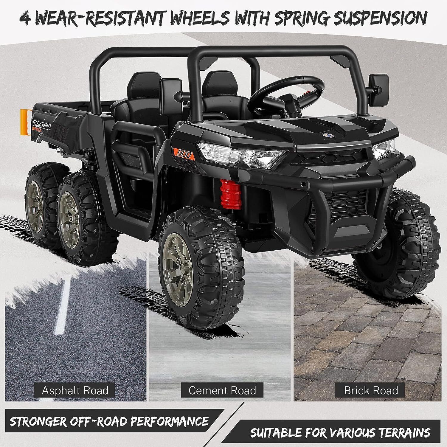 Electric 2 Seater Ride On Car with Dump Trailer - 24V Battery Powered 4WD Toy Tractor