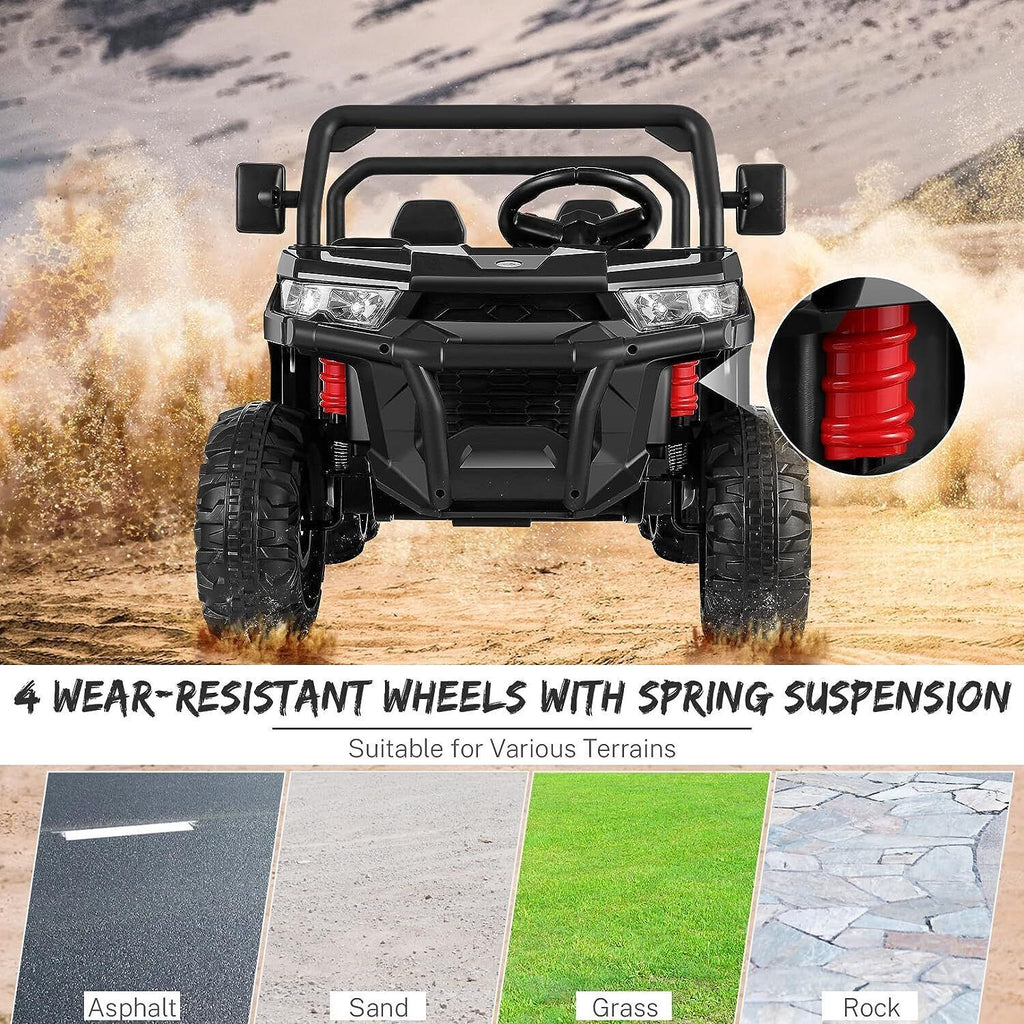 Electric 2 Seater Ride On Car with Dump Trailer - 24V Battery Powered 4WD Toy Tractor