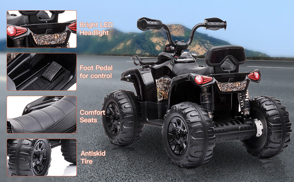 Electric 2-Speed Kids ATV Quad Car with MP3 and LED Lights - Perfect Gift for Kids!