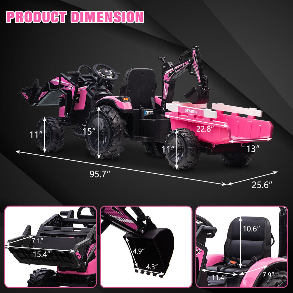 Electric 3-in-1 Kids Ride On Tractor with Remote Control - Excavator, Bulldozer, and 24V Power